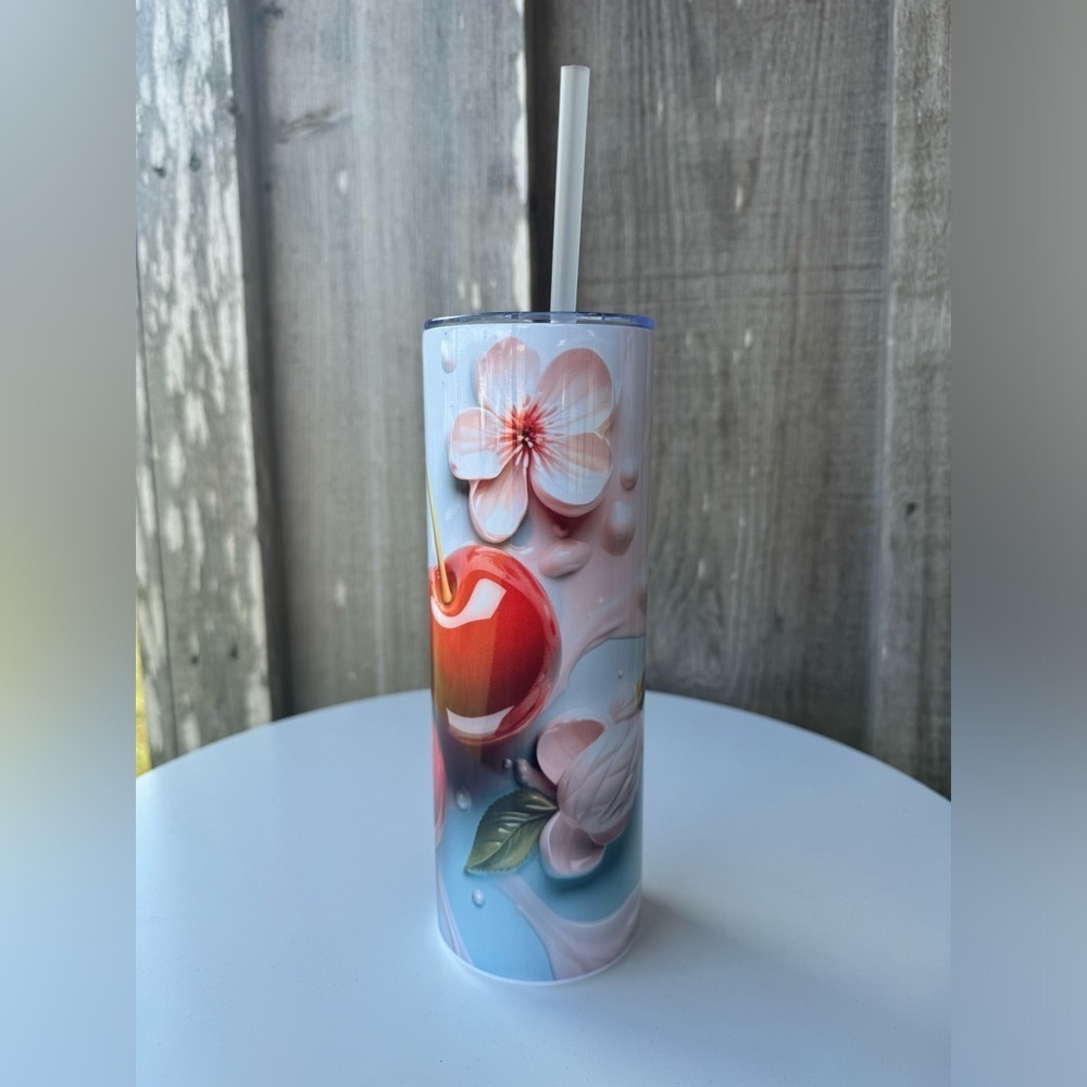 20oz Skinny Tumbler- 3D Cherry - Picture 2 of 2